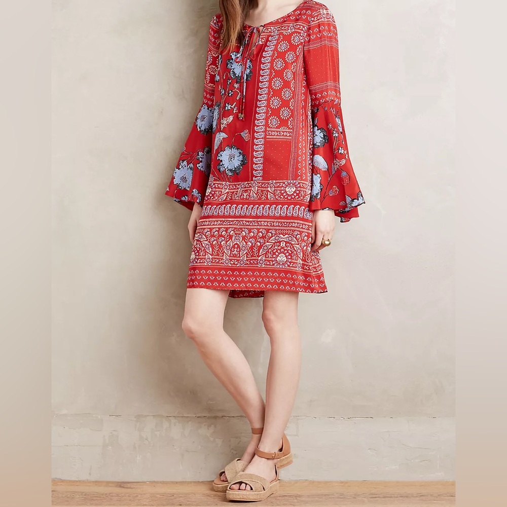 Vanessa Virginia | Anthropologie Belled Silk Peasant Dress